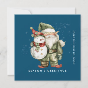 Cartes Pour Fêtes Annuelles Gnome et Snowman Bonnes Fêtes Business Flat