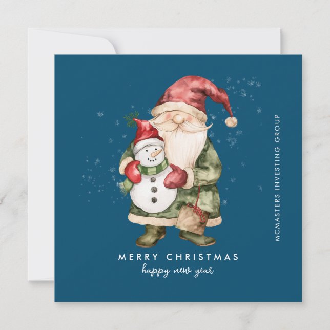 Cartes Pour Fêtes Annuelles Gnome et Snowman Joyeux Noël d'affaires Appartemen (Devant)