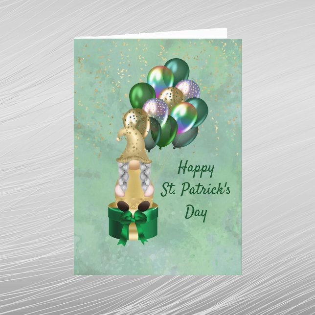 Cartes Pour Fêtes Annuelles Gnome Gold Ballons Verts Saint Patrick (Créateur téléchargé)