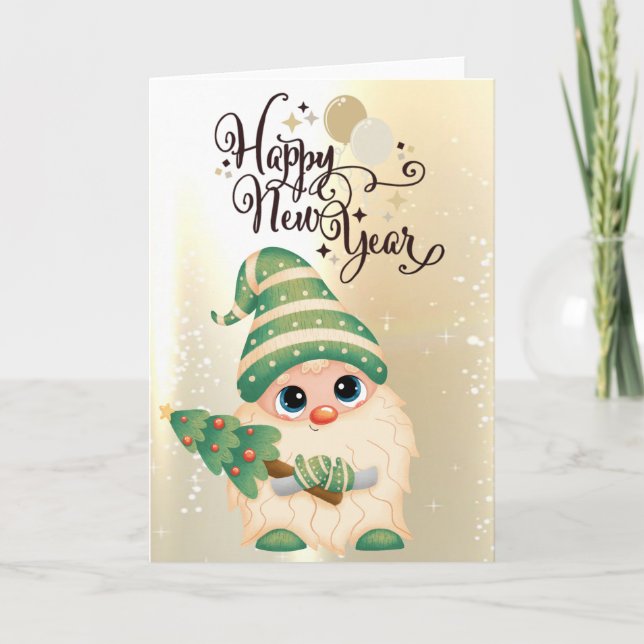 Cartes Pour Fêtes Annuelles Gnome Gold, Pine Tree Holiday (Devant)