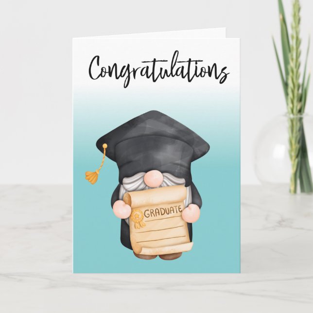 Cartes Pour Fêtes Annuelles Gnome Graduate Graduate Félicitations (Devant)