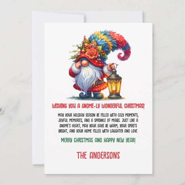 Cartes Pour Fêtes Annuelles Gnome Inspired Christmas Cards (Devant)