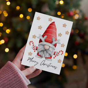 Cartes Pour Fêtes Annuelles Gnome Joyeux Noël Cookie Flocons de neige Canne à