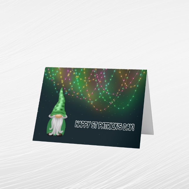 Cartes Pour Fêtes Annuelles Gnome Lumières Vertes St Patricks Day (Créateur téléchargé)