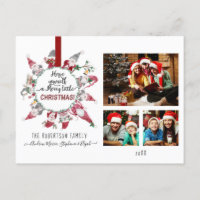 Gnome Merry Little Christmas Red Grey Family Photo