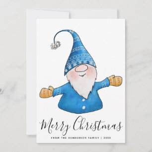 Cartes Pour Fêtes Annuelles Gnome mignonne en bleu 2025 Calendrier Joyeux Noël