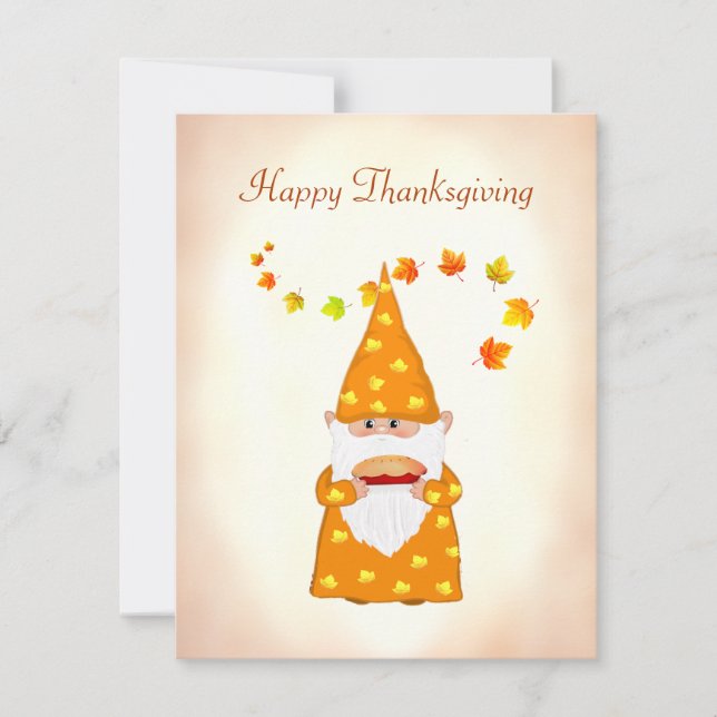 Cartes Pour Fêtes Annuelles Gnome mignonne et laisse tomber Thanksgiving (Devant)