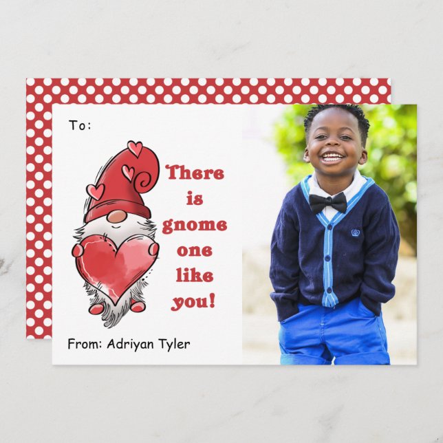 Cartes Pour Fêtes Annuelles Gnome One Like You Classroom Photo Saint Valentin (Devant / Derrière)