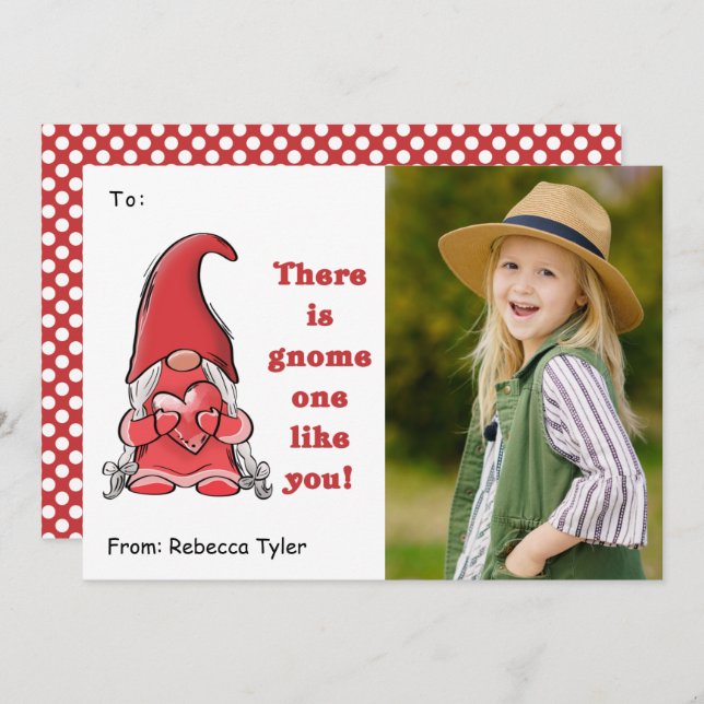 Cartes Pour Fêtes Annuelles Gnome One Like You Classroom Photo Saint Valentin (Devant / Derrière)