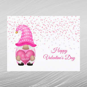 Cartes Pour Fêtes Annuelles Gnome Pink Heart Be My Valentine