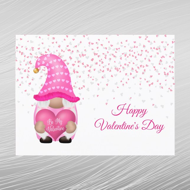Cartes Pour Fêtes Annuelles Gnome Pink Heart Be My Valentine (Créateur téléchargé)