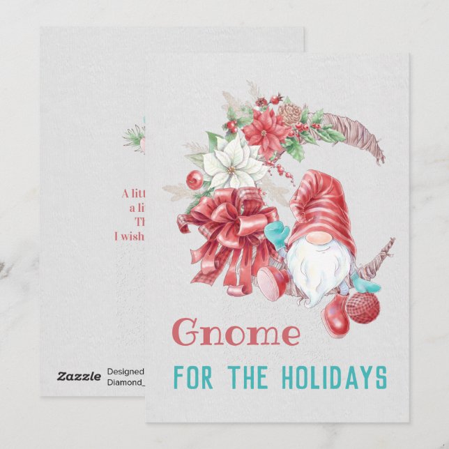 Cartes Pour Fêtes Annuelles Gnome Pour les fêtes (Devant / Derrière)