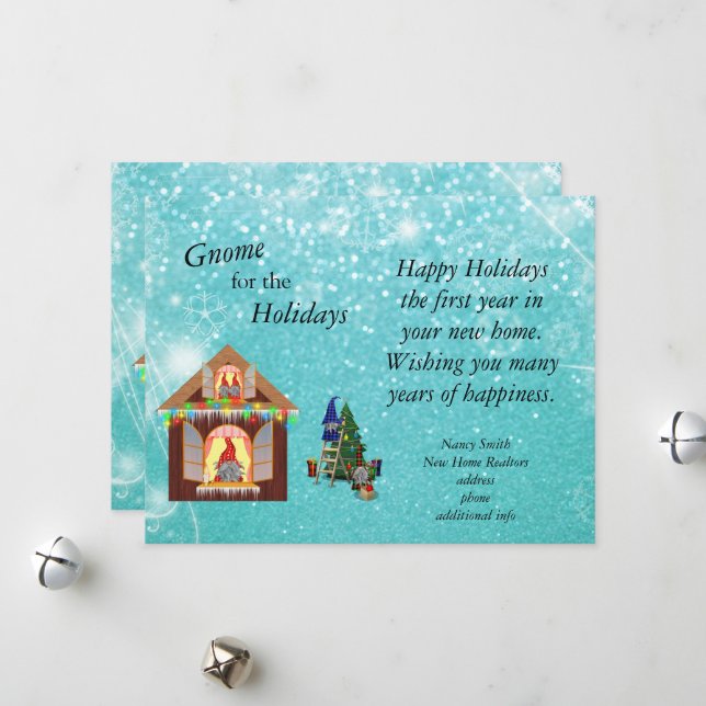 Cartes Pour Fêtes Annuelles Gnome pour les fêtes (Devant/Arrière en situation)