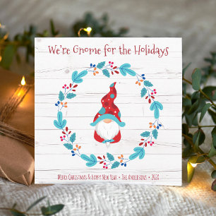 Cartes Pour Fêtes Annuelles Gnome pour les vacances Elfe mignon Couronne flora