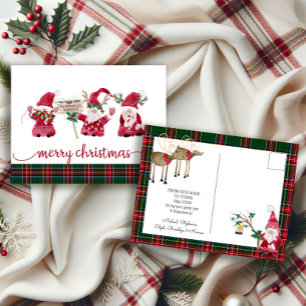 Cartes Pour Fêtes Annuelles Gnome Renne Aquarelle Plaid Classique de Noël