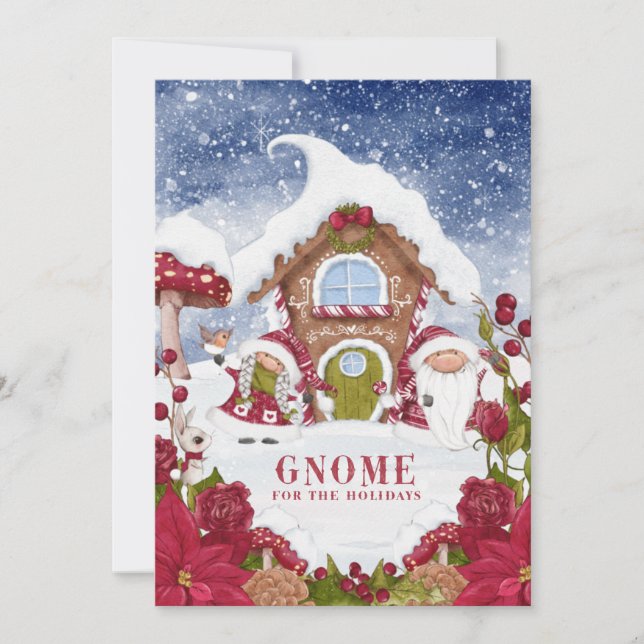 Cartes Pour Fêtes Annuelles Gnome rouge et blanc pour les fêtes Noël (Devant)