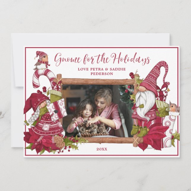 Cartes Pour Fêtes Annuelles Gnome rouge et blanc pour les fêtes Photo (Devant)