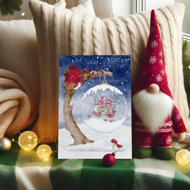 Cartes Pour Fêtes Annuelles Gnome rouge et blanc Sow Globe Noël (Créateur téléchargé)