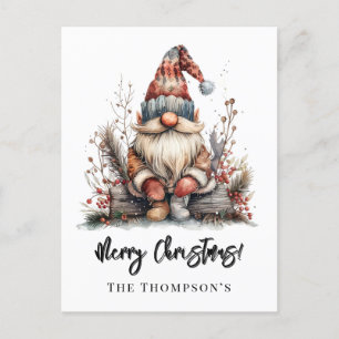Cartes Pour Fêtes Annuelles Gnome scandinave assis sur un journal