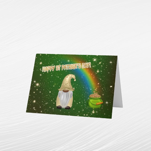 Cartes Pour Fêtes Annuelles  Gnome Vert Pot d'Or Arc-en-ciel Saint-Patrick (Créateur téléchargé)