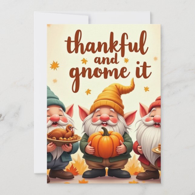 Cartes Pour Fêtes Annuelles gnome vœux de Thanksgiving (Devant)