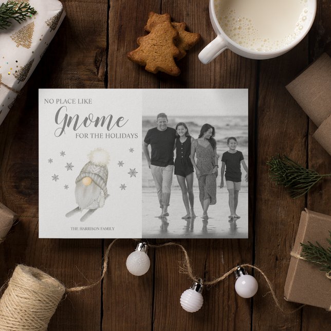 Cartes Pour Fêtes Annuelles Gnome Whimsical Pour Noël | Photo (Créateur téléchargé)