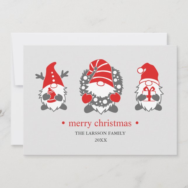 Cartes Pour Fêtes Annuelles Gnomes amusants | Gray Christmas Holidays Photo (Devant)