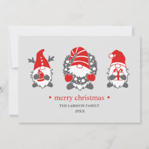 Cartes Pour Fêtes Annuelles Gnomes amusants   Gray Christmas Holidays Photo