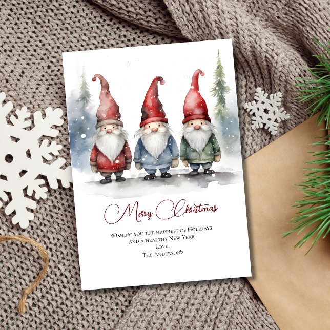 Cartes Pour Fêtes Annuelles Gnomes Christmas Holiday Season's Greeting Card (Merry Christmas Gnomes Card)