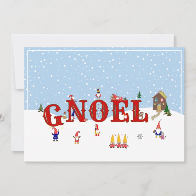 Cartes Pour Fêtes Annuelles Gnomes de Noël mignons G-Noel Famille 1-Photo (Devant)