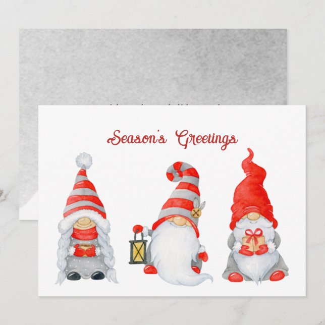 Cartes Pour Fêtes Annuelles Gnomes de Noël mignons Hygge d'hiver  (Devant / Derrière)