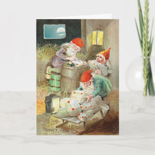 Cartes Pour Fêtes Annuelles Gnomes de Noël vintage de Jenny Nystrom Art