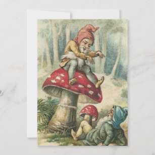 Cartes Pour Fêtes Annuelles Gnomes De Noël Vintage Sur Champignons