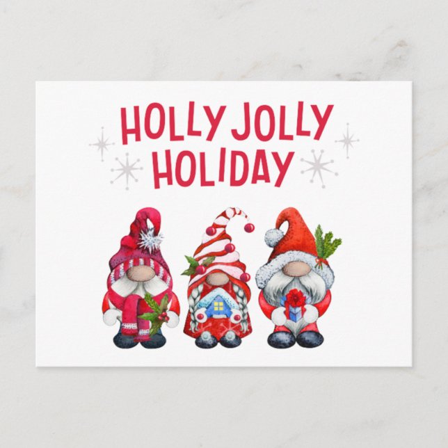 Cartes Pour Fêtes Annuelles Gnomes de vacances joyeux et de Noël    (Devant)