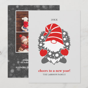 Cartes Pour Fêtes Annuelles Gnomes Drôles   Noël Blanc Nouvel An 2 Photo