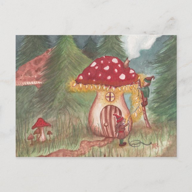 Cartes Pour Fêtes Annuelles Gnomes et champignons de vacances (Devant)