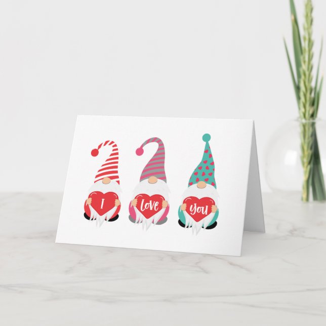 Cartes Pour Fêtes Annuelles Gnomes I Love You Personnalisé Saint Valentin (Devant)