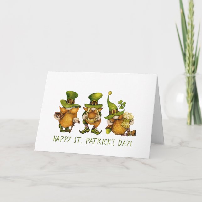 Cartes Pour Fêtes Annuelles Gnomes irlandais mignons Personnalisé Bonne St Pat (Devant)