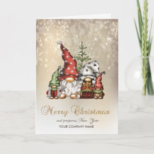 Cartes Pour Fêtes Annuelles Gnomes mignons Flammes de neige de famille