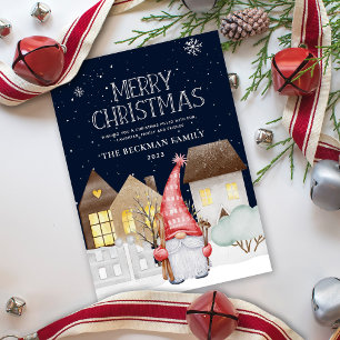 Cartes Pour Fêtes Annuelles Gnomes mignons hiver neige Joyeux NoëlCarte de vac