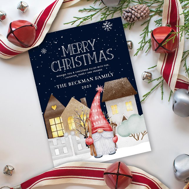 Cartes Pour Fêtes Annuelles Gnomes mignons hiver neige Joyeux NoëlCarte de vac (Créateur téléchargé)