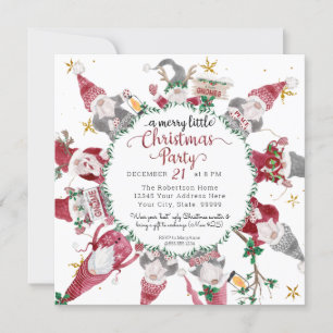 Cartes Pour Fêtes Annuelles Gnomes Mignons Rouge Gris Joyeux Petit Noël