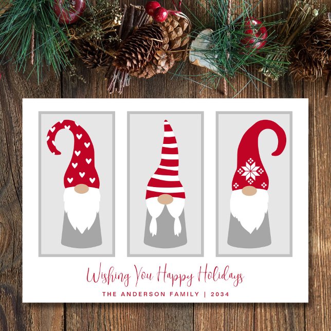 Cartes Pour Fêtes Annuelles Gnomes Minimal moderne Noël nordique (Spread the love + joy of the season with your friends + family near and far with a personalized card)