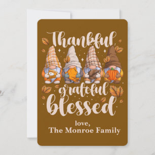 Cartes Pour Fêtes Annuelles Gnomes reconnaissants – Automne bénédictions & mot
