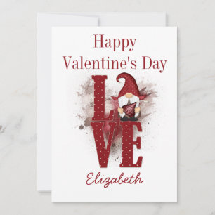 Cartes Pour Fêtes Annuelles Gnomes Red Love mignon Personnalisez la Saint Vale