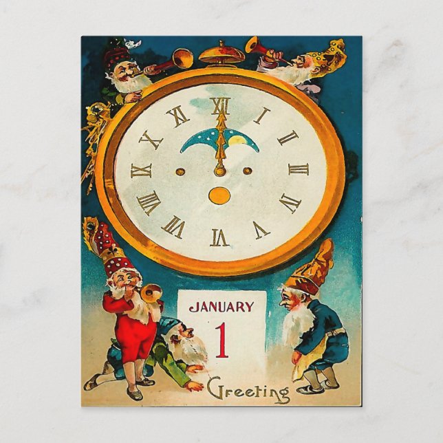 Cartes Pour Fêtes Annuelles Gnomes - sonnant par nouvelle année (Devant)