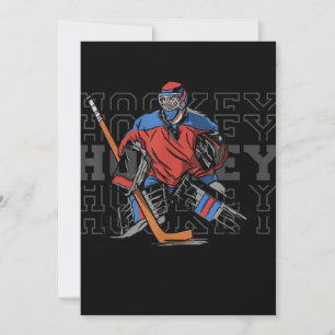 Cartes Pour Fêtes Annuelles Goalie De Hockey Sur Terrain Avec Slogan - Hockey 