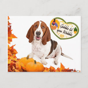 Cartes Pour Fêtes Annuelles Gobble til you Wobble Thanksgiving Basset