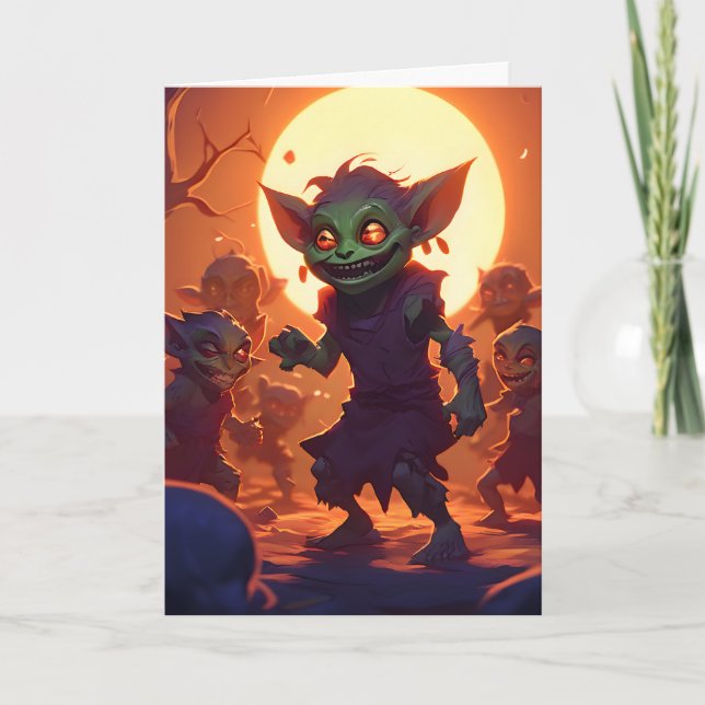 Cartes Pour Fêtes Annuelles Gobelin Enfants Halloween (Devant)
