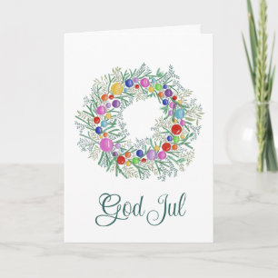 Cartes Pour Fêtes Annuelles God Jul, couronne suédoise de Noël